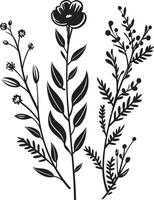 naturer symfoni elegant vektor logotyp, svart blom botanisk skönhet svartvit emblem, elegant blommig design