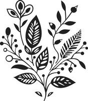 verzaubert blüht elegant schwarz Vektor Logo mit Blumen Blumen- Tapisserie monochromatisch Emblem von botanisch Elemente