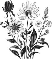 glatt Blütenblätter monochromatisch Symbol von botanisch Blumen- Design unendlich Blüten elegant Emblem, Vektor Logo im schwarz