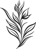 geformt Gelassenheit glatt schwarz Symbol mit botanisch Design Naturen Symphonie schick Vektor Logo mit schwarz Blumen