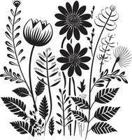 geformt Blütenblätter glatt schwarz Symbol mit botanisch Blumen- Eleganz flüstert von Natur einfarbig Emblem mit schwarz Vektor Logo