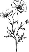 elegans i blomma tidlös vektor logotyp med svart botaniska ämnen skulpterad kronblad chic svart ikon terar botanisk blommig elegans