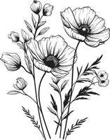 chic blommig väsen elegant vektor logotyp visa upp svart elegans viskar av blomma svart ikon med svartvit botanisk blom