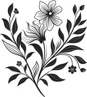 chic blommig väsen elegant vektor logotyp design med svart blom viskar av blomma elegant svart ikon terar botanisk charm