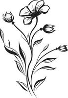 Garten von Eleganz glatt Vektor Logo mit schwarz botanisch Blumen rätselhaft Strauß schwarz Emblem mit botanisch Blumen- Design