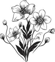 viskar av natur elegant ikon med vektor logotyp av botanisk blom förtrollade blooms svart vektor logotyp design med botanisk behag