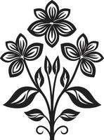 Blüten im Harmonie monochromatisch Vektor Logo mit schwarz Blumen geformt Blütenblätter elegant schwarz Symbol illustrieren botanisch Design