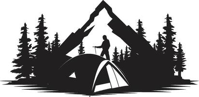 Mondschein Abenteuer schick Camping Symbol im monochromatisch schwarz Camping Glückseligkeit glatt schwarz Vektor Logo Design Symbol