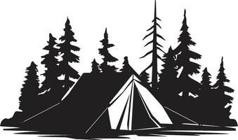 Camping Eskapade elegant schwarz Symbol präsentieren Vektor Logo Design Berg Majestät glatt monochromatisch Emblem zum draussen Enthusiasten