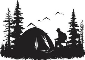 äventyrlig spår svart vektor logotyp för camping och utforskning skymning campingplats elegant svart ikon visa upp vektor logotyp design