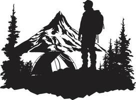 in das wild einfarbig Emblem zum draussen Camping Enthusiasten sternenklar Nacht Campingplatz schwarz Vektor Logo Design zum draussen Glückseligkeit