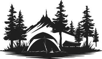 in i de vild elegant svart ikon visa upp vektor logotyp design skymning reträtt elegant emblem illustrerar svart camping äventyr