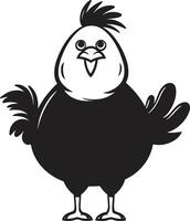äggstatisk elegans svartvit kyckling ikon i elegant design fjäderfän förmåga chic svart ikon terar kyckling vektor logotyp