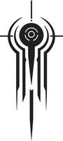 teknologisk överskridande svartvit vektor emblem för cybernetiska älskande pixelated framsteg abstrakt cybernetiska symbol i svart vektor logotyp