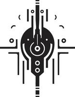 Daten tanzen schick schwarz Symbol mit abstrakt kybernetisch Symbol virtuell Mode elegant Vektor Emblem präsentieren kybernetisch Evolution