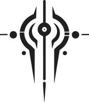 trogen finess elegant vektor logotyp illustrerar cybernetiska salighet tech trådar elegant svart ikon med cybernetiska abstrakt symbol
