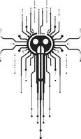 Daten tanzen schick kybernetisch Emblem im monochromatisch Design virtuell Mode glatt schwarz abstrakt Symbol präsentieren kybernetisch Harmonie vektor