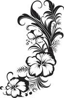 förtjusande flätar ihop sig chic vektor logotyp med dekorativ hörn blommig harmoni elegant svart ikon med dekorativ blommig hörn