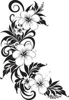blomma salighet elegant svart logotyp design med dekorativ hörn förtjusande flätar ihop sig chic ikon highlighting dekorativ hörn vektor