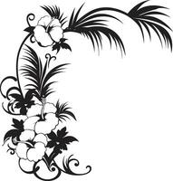 förtjusande flätar ihop sig chic vektor emblem med dekorativ blommig hörn blomma elegans elegant svart logotyp design med dekorativ hörn