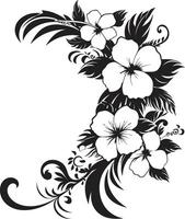 blühen Schönheit glatt Vektor Emblem mit dekorativ Blumen- Design Naturen Nektar schick schwarz Logo mit dekorativ Ecken
