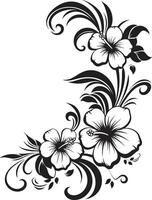 förtjusande flätar ihop sig elegant vektor emblem terar dekorativ blommig design blommig fantasi chic svart logotyp design med dekorativ hörn