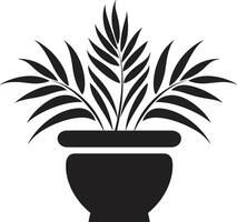 Blütenblatt Potpourri einfarbig Pflanze Topf Logo mit stilvoll Eleganz organisch Opulenz elegant schwarz Symbol mit dekorativ Pflanze Topf vektor