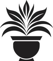 eingetopft Elan stilvoll Pflanze Topf Logo Design im einfarbig elegant Wesen glatt schwarz Symbol mit dekorativ Pflanze Topf vektor