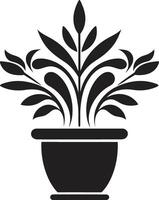 Blütenblatt Potpourri elegant schwarz Vektor Emblem Hervorheben Pflanze Topf Grün Harmonie glatt Logo Design mit dekorativ Pflanze Topf im schwarz