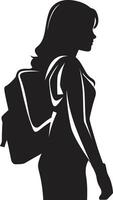 akademisk locka elegant svart logotyp design för ambitiös kvinna studenter hon trivs bemyndigande svart vektor logotyp symbol för kvinna studenter