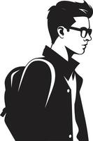 lehrreich Kante Vektor schwarz Logo Design zum erreicht männlich Studenten majestätisch Köpfe schwarz Logo Symbol verkörpern männlich Schüler Brillanz