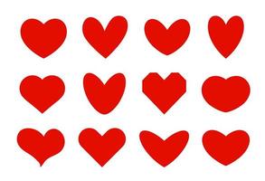Herzsymbole in verschiedenen Stilen. Liebes- und Ehesymbolsammlung, Beziehungen und Valentinstagdekorelemente. Vektor isolierte Silhouette von Herzen auf weißem Hintergrund.