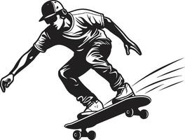 Nervenkitzel Transformator schwarz Logo Design mit ein Skateboarding Mann Straße Bildhauer nervös Vektor Symbol von ein Mann auf ein Skateboard im schwarz