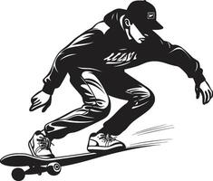 skateboard suveränitet svart logotyp design terar en ridning monark urban hastighet dynamisk vektor ikon av en man på en skateboard i svart