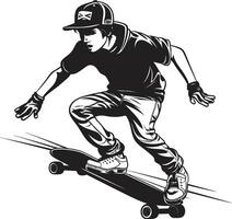 Straße Stylist nervös schwarz Logo Design mit ein Skateboarding Mann Symbol Beton Kenner schwarz Symbol mit ein Mann auf ein Skateboard vektor