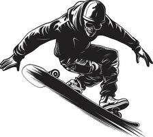 Straße Schleuder nervös schwarz Logo Design mit ein Skateboarding Mann Symbol rollen Renaissance Vektor schwarz Symbol von ein Skateboarding Mann