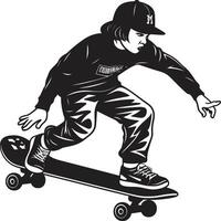 Schwere Guru ikonisch Vektor von ein Mann auf ein Skateboard im schwarz Skateboard Synchronität schwarz Logo Design Erfassen das Harmonie von Reiten