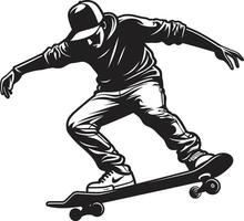 rullande renässans vektor svart symbol av en skateboard man skateboard serenad svart logotyp design uttrycker de låt av ridning