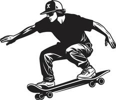 städtisch gleiten glatt schwarz Logo Design mit ein Skateboarding Mann Symbol Straße Styler nervös Vektor Symbol von ein Mann auf ein Skateboard im schwarz