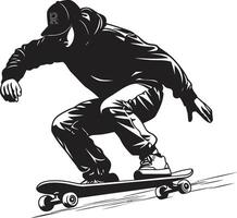 gata styler kantig vektor symbol av en man på en skateboard i svart skateboard lugn svart logotyp design fattande de zen av ridning