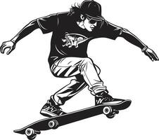 Straße Schleuder nervös schwarz Logo Design mit ein Skateboarding Mann Symbol rollen Renaissance Vektor schwarz Symbol von ein Skateboarding Mann