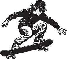 rullande renässans vektor svart symbol av en skateboard man skateboard serenad svart logotyp design uttrycker de låt av ridning