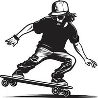 rullande renässans vektor svart symbol av en skateboard man skateboard serenad svart logotyp design uttrycker de låt av ridning