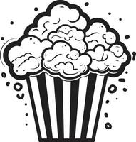 filmisch Freude Vektor schwarz Symbol zum unwiderstehlich Popcorn Vergnügen Kernel Couture stilvoll Popcorn Vektor schwarz Logo Design