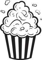 Snack Symphonie elegant schwarz Logo Design mit ikonisch Popcorn kulinarisch Couture glatt Vektor Symbol zum Gourmet Popcorn im schwarz