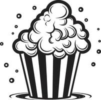 Kino Sensation schwarz Logo Design mit verlockend Popcorn Kernel Handwerkskunst Vektor schwarz Symbol zum handwerklich Popcorn