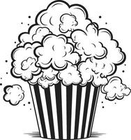 Gourmet Befriedigung stilvoll schwarz Logo Design mit Popcorn Symbol knallte Perfektion Vektor schwarz Symbol feiern das Kunst von Popcorn