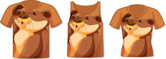 Vorderseite des T-Shirts mit Otter-Vorlage vektor