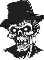 Untote Aufruhr dynamisch Vektor Logo Design mit ein erschreckend Zombie Alten Unheimlichkeit schwarz Logo Design mit ein schrecklich alt Zombie Symbol