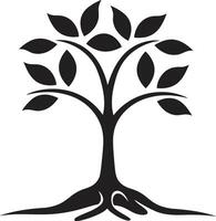 Naturen Kennzeichen Vektor Baum Plantage Symbol im schwarz belaubt Engagement dynamisch schwarz Logo Design zum Grün Initiativen